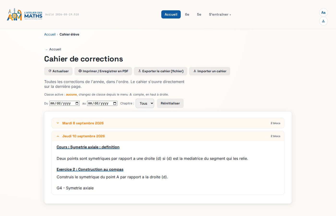 Cahier de corrections numérique