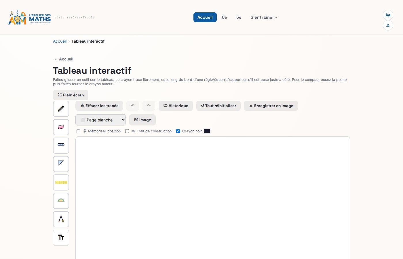Tableau interactif de géométrie